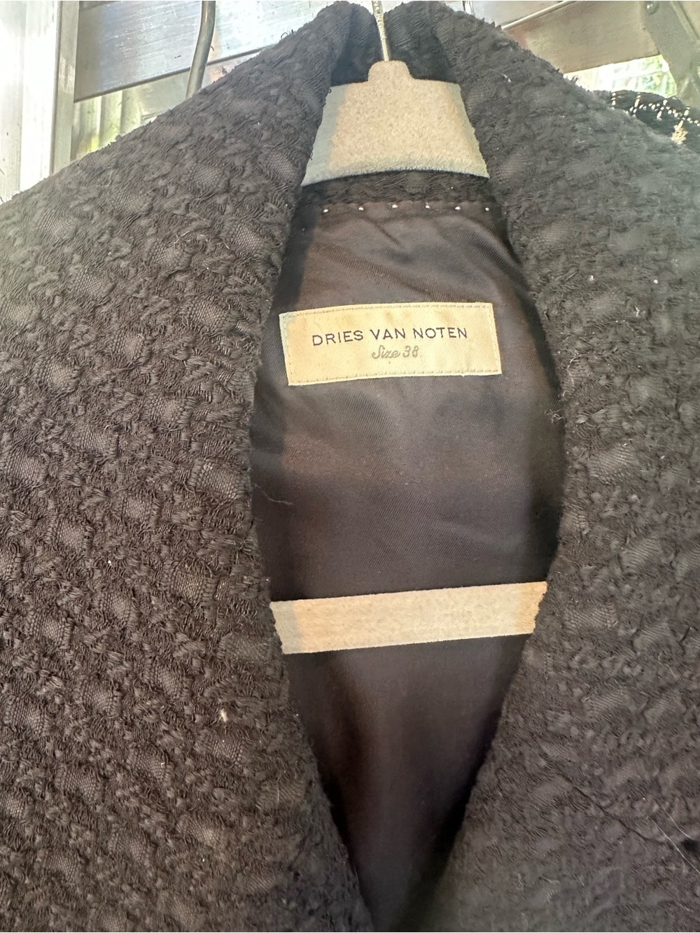 Dries Van Noten Black Textured Double-Breasted Blazer - Picture 2 of 3